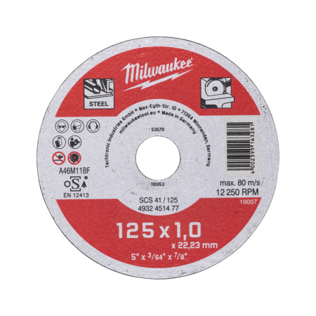 Тонкие отрезные диски по металлу SCS 41 / 125 - серия для ремонтников Milwaukee купить в Минске