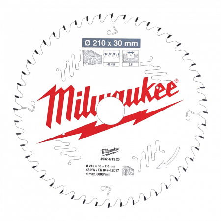 Пильные диски для ручных циркулярных пил CSB P W 210 x 30 x 2.8 x 48ATB Milwaukee купить в Минске