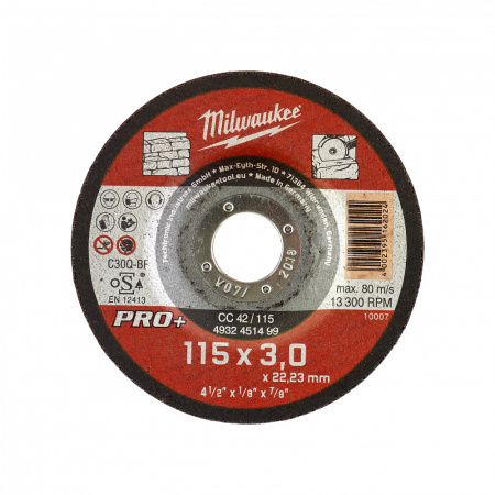 Отрезные диски по камню PRO+ CC 42 / 115 Milwaukee купить в Минске